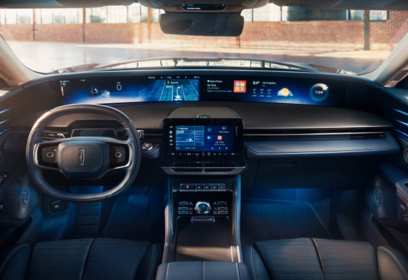 A large panoramic display is shown on the dashboard of a 2024 Lincoln Nautilus® SUV | Pilson Lincoln in Mattoon IL